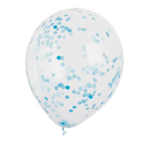 Konfettiballoner Baby Blue 6-pak - Fyldt med festlig konfetti til babyshower og barnedåb - Dekorative balloner til farverige festtemaer Blue