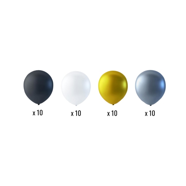 Balloner Latex Fest Fødselsdag Sort Hvid Guld Sølv 40-Pak 30 Cm Multicolor