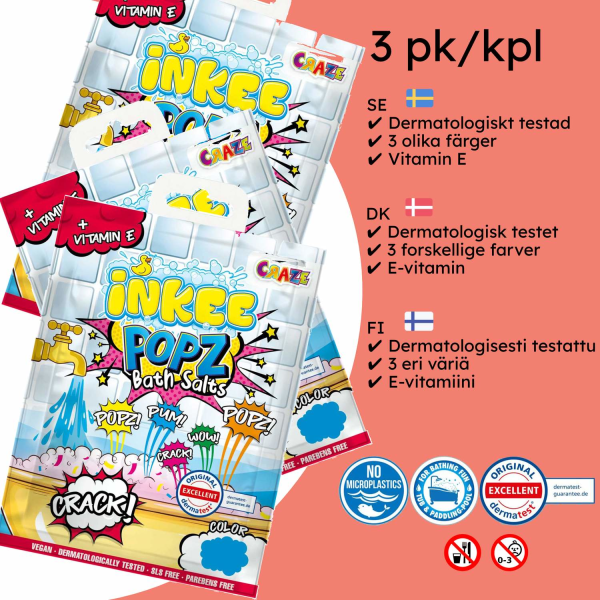 Badesalt Badetilsetning Barn Fargerike - Magiske, velduftende badesalter for barn Popz 3-pakning Multicolor