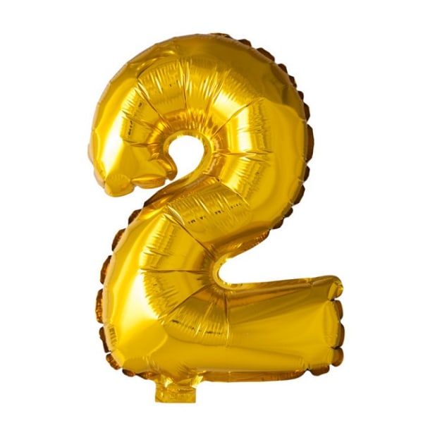 Guld Nummerballong siffra - Stor Sifferballong för Födelsedagsfest, Bröllop, Baby Shower och Jubileumsfirande Gold 2