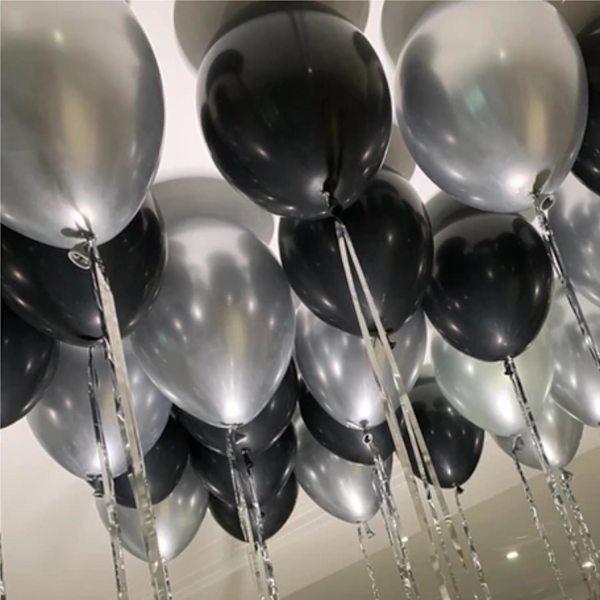 Takballonger Ballong kit  Silver Svart 1 Set Nyår Bröllop multifärg