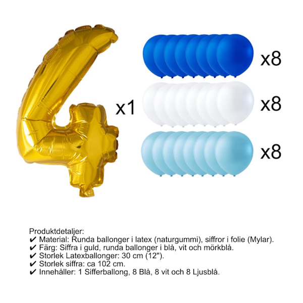 Balloner fødselsdag talballon & latex balloner MultiColor 4