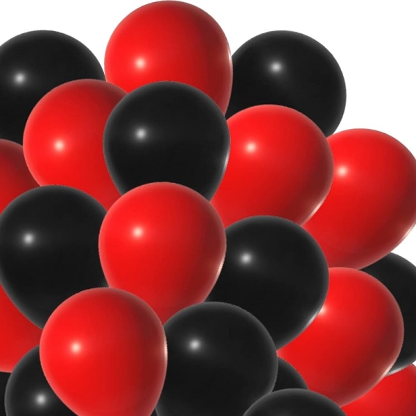 Ballonger Rød og Svart 24 stk Multicolor