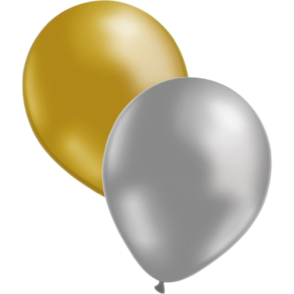 Ballonger 12-pack  Silver/Guld multifärg