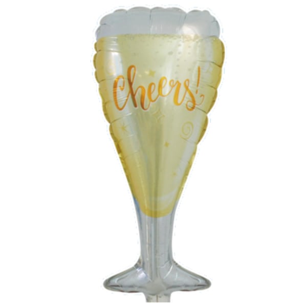 Folieballong Champagne Vinglass - Festdekorasjon for bachelorette, bachelorette, bryllup og bursdag Gold