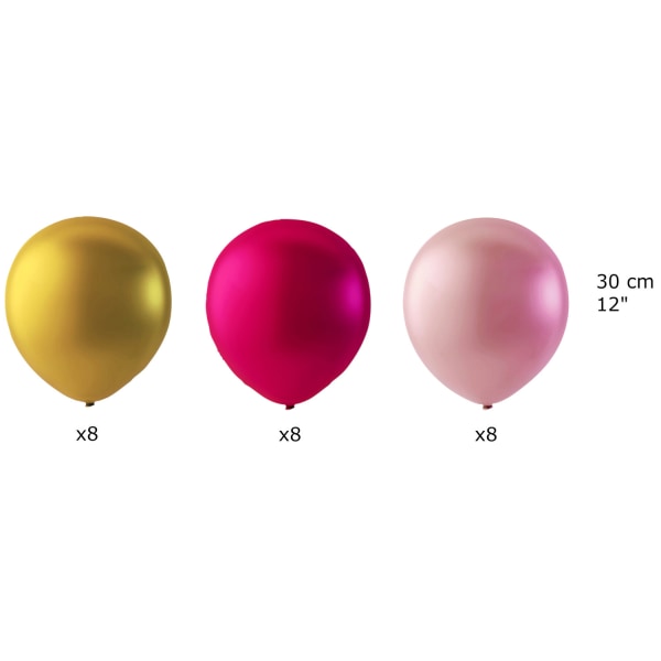 Kultaiset ja vaaleanpunaiset lateksi-ilmapallot 24-pakkaus 30cm - ihanteellinen häihin, syntymäpäiville, baby showereihin ja juhliin Multicolor