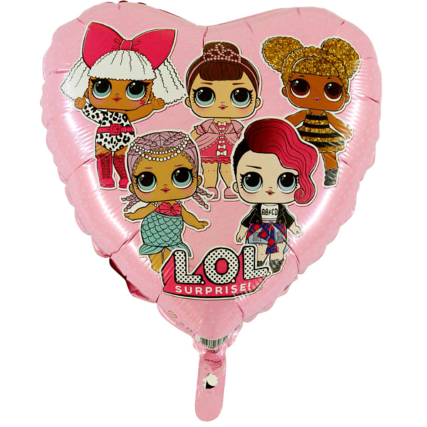 Vaaleanpunainen LOL- Surprise, folioilmapallo - täydellinen syntymäpäiväjuhliin ja koristeluun - sydämenmuotoinen ilmapallo, jossa on L.O.L. Surprise Pink