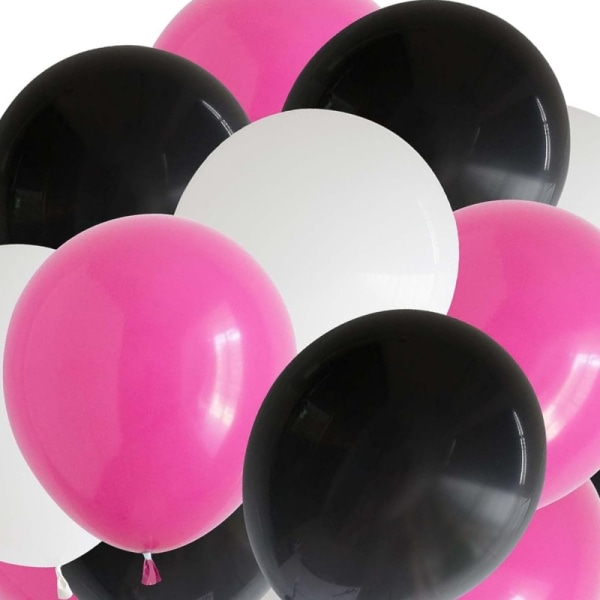24 lateksballonger, 8 rosa, 8 hvite og 8 svarte Multicolor