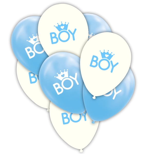 Blå baby shower balloner - 8-pak 30cm latex balloner til dreng baby shower og køn afslører Blue