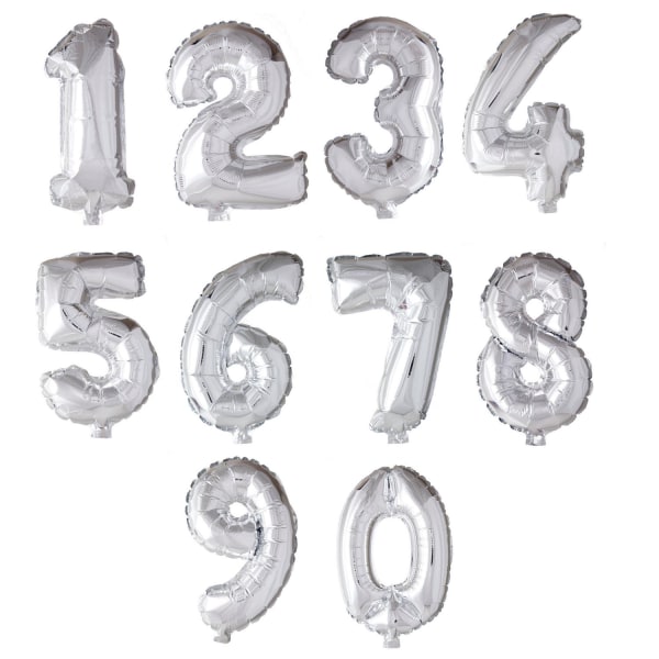 Ballong siffror 0-9 i silver - STORA 102 cm (40") Silver 1