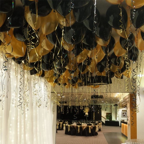 Loftballoner guld og sort ballonsæt 1 sæt - Høj kvalitet, pålidelige og alsidige dekorationer til en stilfuld loftdekoration, ingen helium nødvendig Multicolor
