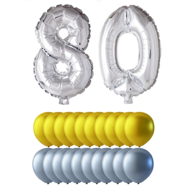 Ballonger födelsedagsmix siffror och runda ballonger MultiColor 80