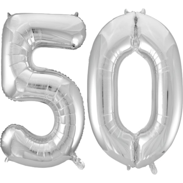Store Sølvfolieballoner til 16. til 60. fødselsdag Silver 16
