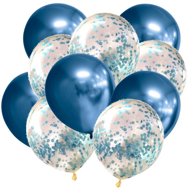 Konfettiballonger Chrome Latex Mix Nyår Födelsedag Party Blå