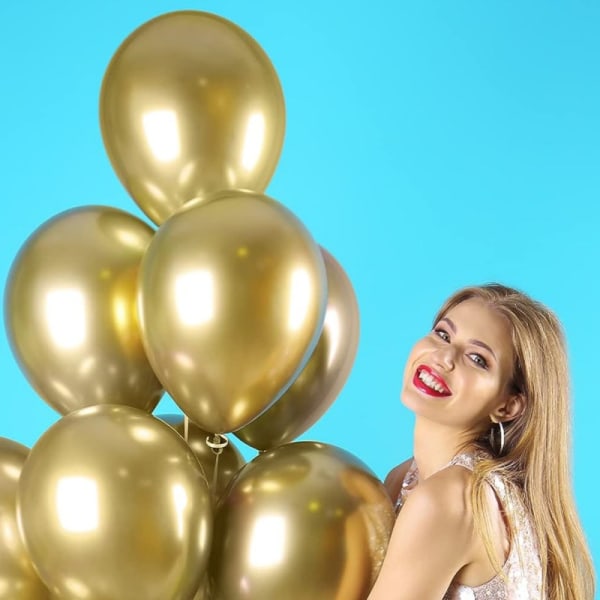 Guld Ballonger - Ballong Guld Latex För Nyår, Bröllop, Födelsedag - 25-pack Med Metallicskimmer Guld
