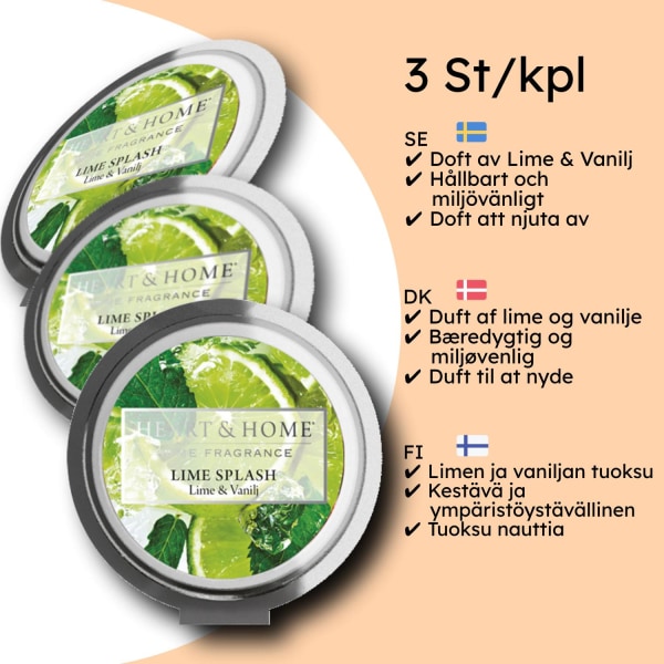 Doftvax Sojavax Lugnande Doft av Lime och Vanilj 3-pack Vit