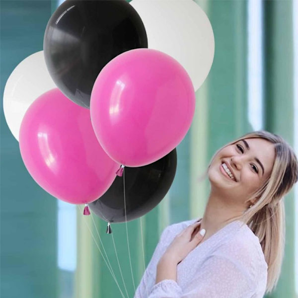Ballonger i Rosa, Vit och Svart - Rosa Vita och Svarta Ballonger Premiumkvalitet för Festdekorationer multifärg