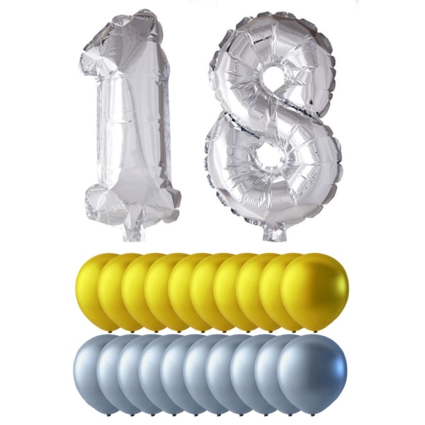 Ballonger födelsedagsmix siffror och runda ballonger MultiColor 18
