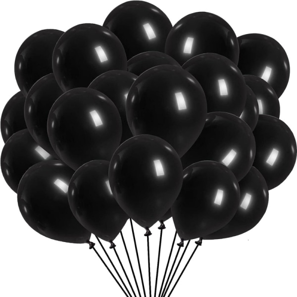 Mustat Halloween-syntymäpäiväilmapallot - ensiluokkaiset mustat lateksi-ilmapallot juhlakoristeisiin Black