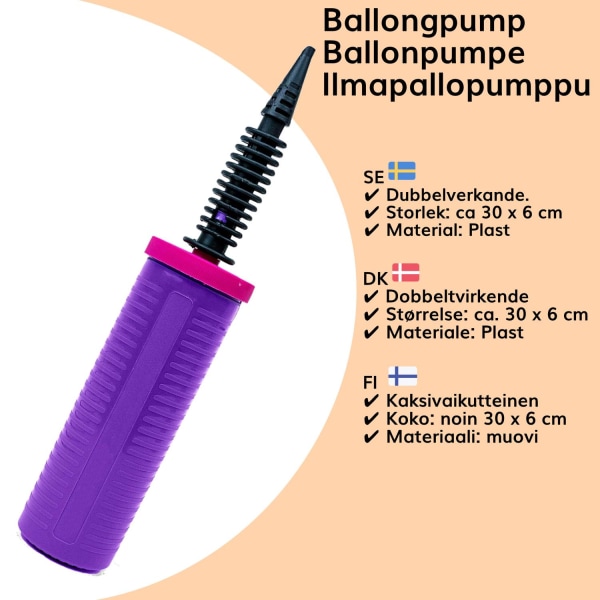 Ballonpumpe manual Usorterede farver - Hurtig og nem oppumpning af balloner Multicolor
