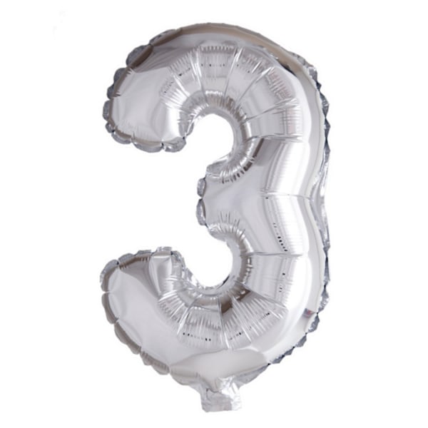 Ballong siffror 0-9 - födelsedags ballonger Silver 3