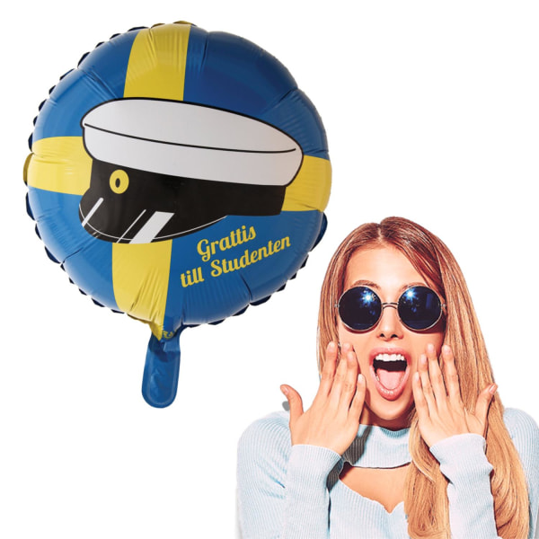 Folieballong för Examensfest - Student 46cm Gul & Blå,  för Helium eller Luft, Självförslutande för Studenten Firande, Examen - Student multifärg