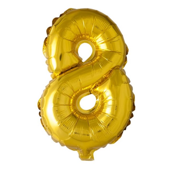 Guld Nummerballong siffra - Stor Sifferballong för Födelsedagsfest, Bröllop, Baby Shower och Jubileumsfirande Gold 8