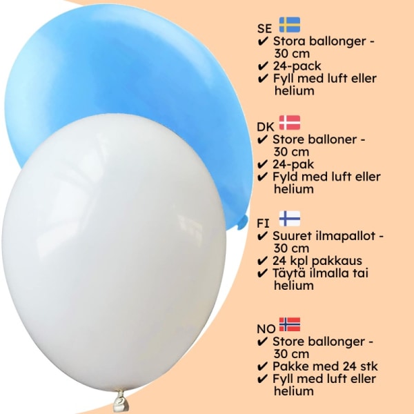 Ljusblå och Vita Ballonger - Ballonger Blå och Vit Födelsedag Oktoberfest Babyshower multifärg