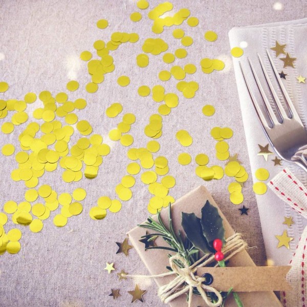 Kimalteleva kullanvärinen pöytäkonfetti 30g - juhlatarvikkeet häihin, syntymäpäiville, uuteen vuoteen ja juhliin Gold