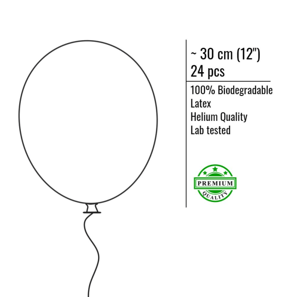 24 blandede lateksballonger 12" (30 cm) - grønn, hvit og sølv Multicolor