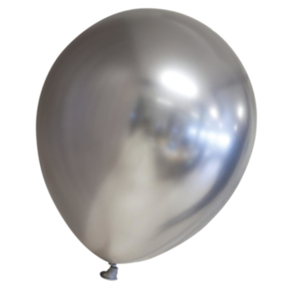 10 stk Krom Sølv Latex Balloner - 30 cm / 12" Silver chrome