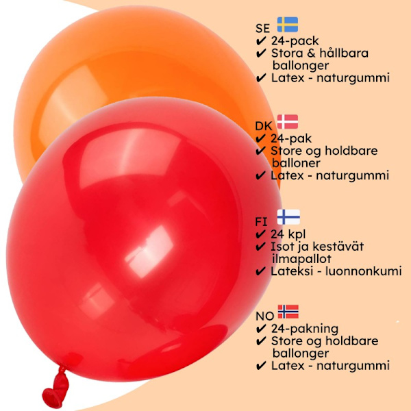 Ilmapallot Oranssin punainen Halloween 24-pakkaus - Värikkäät ja koristeelliset ilmapallot teemajuhliin ja Halloween-juhliin Multicolor