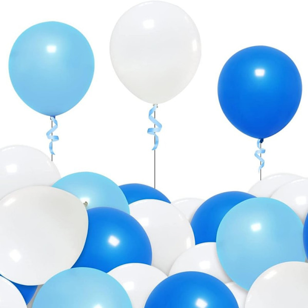 Ballonger Ljusblå, Vit och Blå 24-pack - Låt Festen Skina med Vackra Ballonger till Babyshower eller Födelsedag multifärg