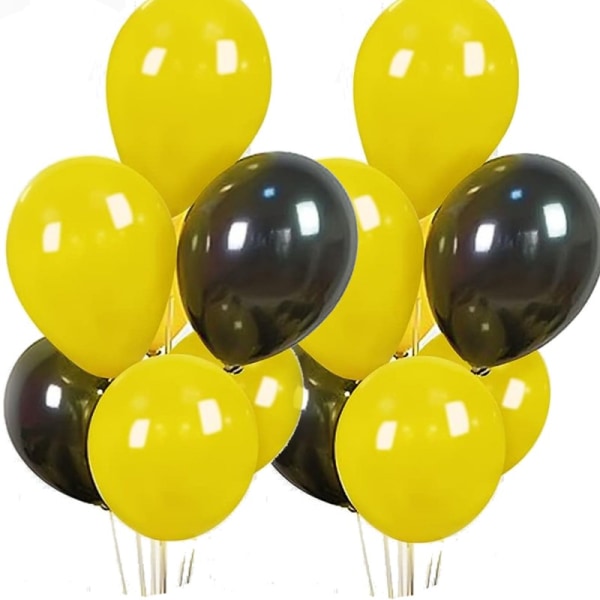 Gule sorte balloner - ballon gul sort premium kvalitet, holdbar, stærk, langtidsholdbar, festballoner, bryllupsfester Multicolor