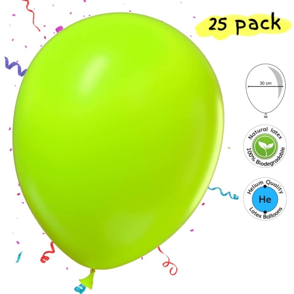 Ballonger Latex Grønn 25-Pack 30 Centimeter Lime green