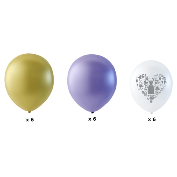 Bröllopsballonger Lila, Ivory och Vita med grått tryck multifärg