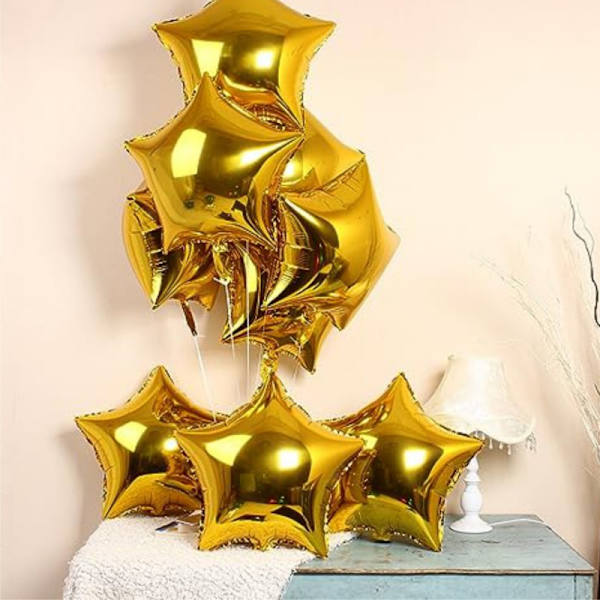 Folieballong Stjärna Guld - Guld Stjärna Självförslutande Metallic Ballonger för Stjärnfest och Guldfester Guld 46 cm