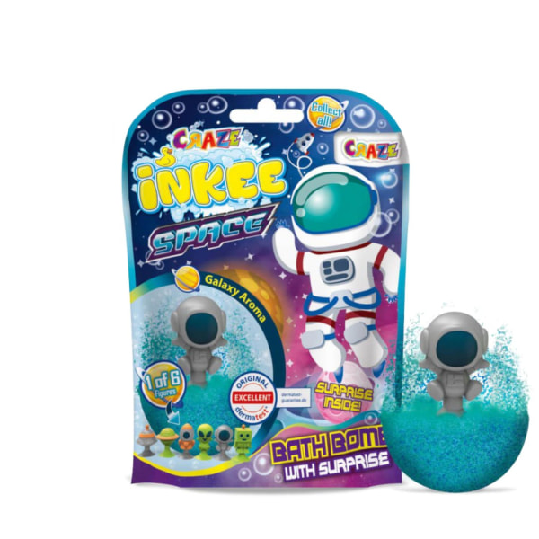 Badebomber Inkee Space Surprise med duft og leketøy 2-pakning Blue