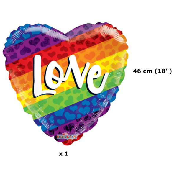 Folieballong Regnbåge, Pride Hjärta - Love - 46 cm (18") multifärg