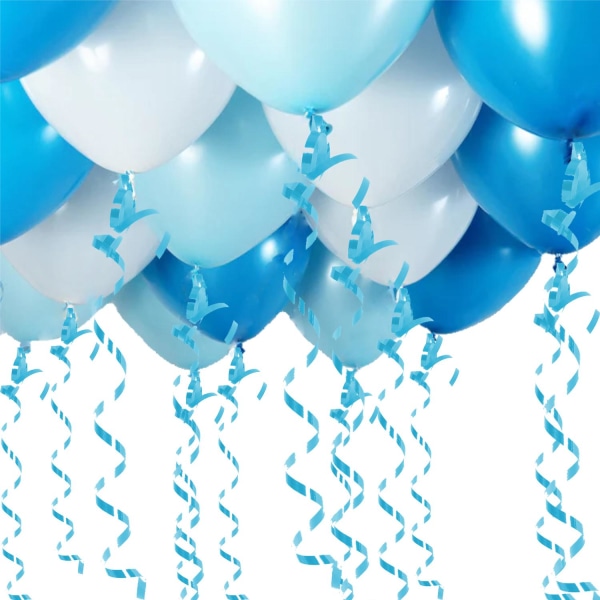 Ballonsæt Loft Baby Shower Fødselsdag Blå Hvid 1 Sæt Blue