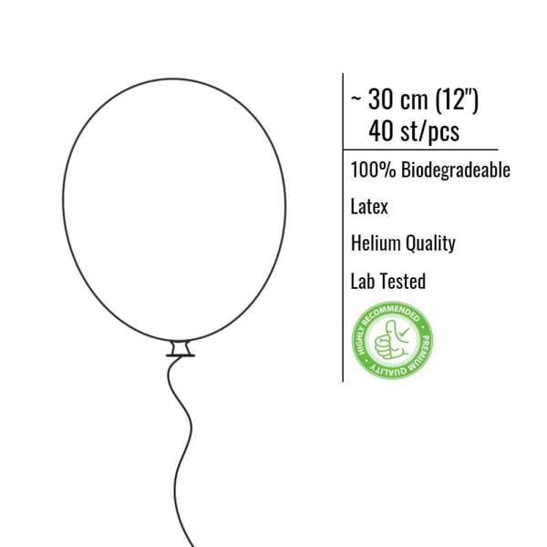 40-pak biologisk nedbrydelige latexballoner - farvemix til babyshower, fødselsdag og fest Multicolor