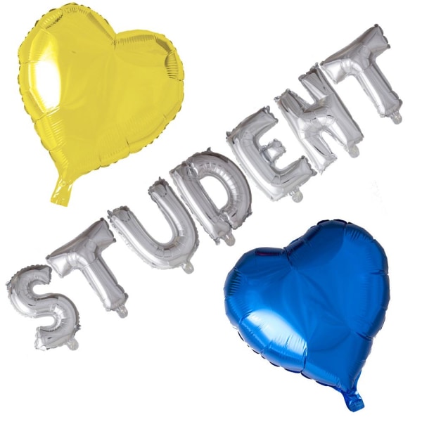 Student Examen Ballonger Set - Hjärtan & Bokstavsballonger för Champagnefrukost & Party Dekorationer, Studentfest & Mottagning multifärg