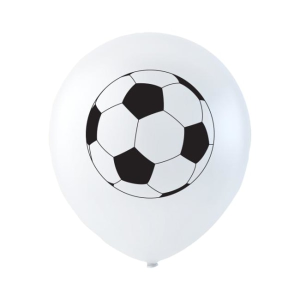 Ballonger med fotbollsmotiv - 6-pack | 26 cm (10 tum) Vit