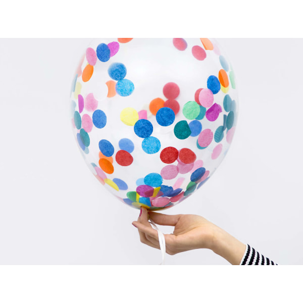 Ballonger med Konfetti i Regnbågens Färger (30 cm) 6-pack multifärg