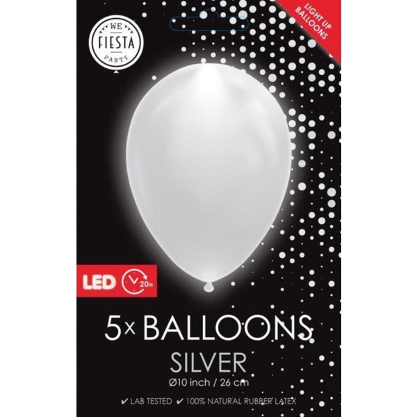 LED-ballonger - Lys opp ballonger for valentinsdag, bursdags- og bryllupsdekorasjoner Silver