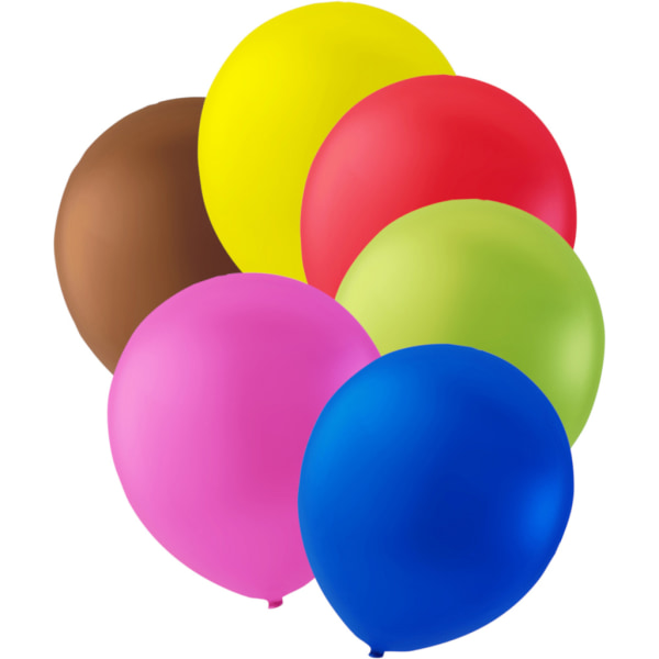 Mix af balloner 12 stk brun, gul, rød, grøn, lyserød og blå - 30 Multicolor