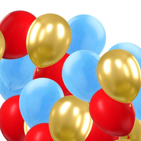 Balloner Guld, rød og blå - Rød Guld Blå balloner Farverige latexballoner til fødselsdagsfest 24-pak Multicolor