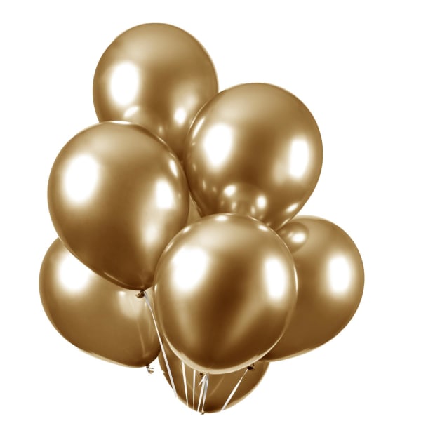 Guld Chrome balloner 10-pak 30cm - Bæredygtige Helium Latex luftballoner til fest, bryllup, nytår og fest, biologisk nedbrydelige Gold