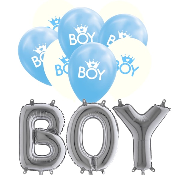 Ballong Boy Folieballonger Latexballonger Babyshower Födelsedag Blå