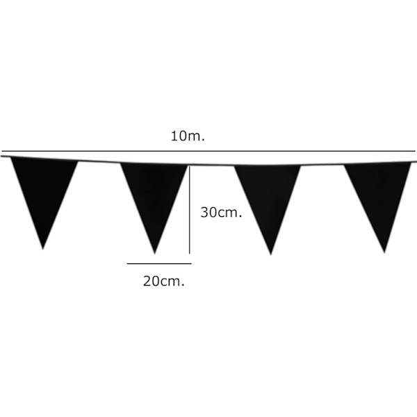 Vimpel,Flagguirlande, Vimpelbanner, Plastik Sort 10 m Black